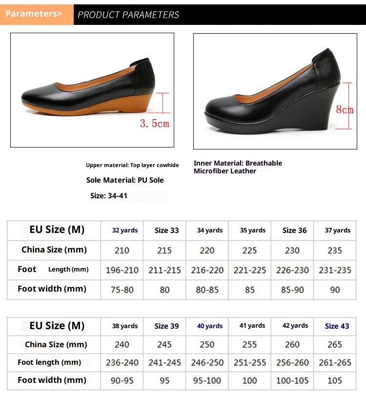ShoeVault Cowhide Round Toe Slip-On Women's Versatile High Heel Wedge Single Shoes Thick Sole Waterproof Platform Formal Work_voghion.com