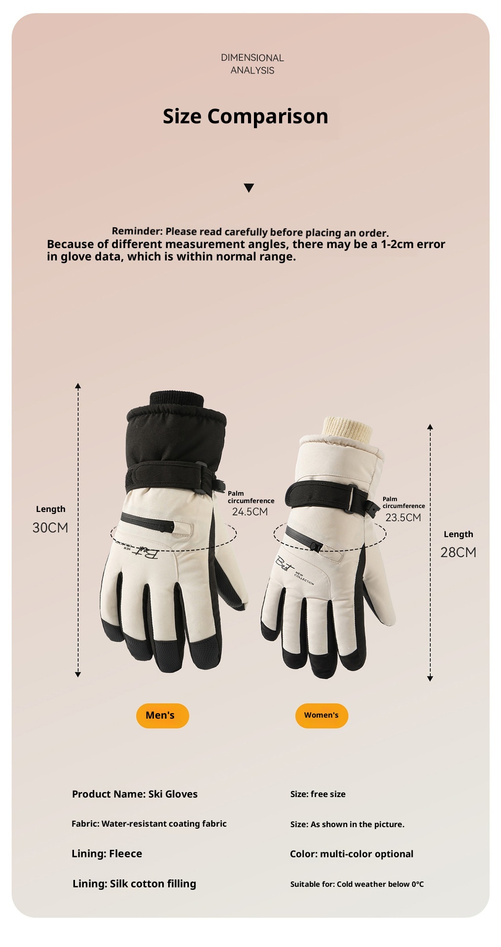 ActiveGo Damen-Skihandschuhe, kältebeständig, warm, Touchscreen-geeignet, wasserdicht, ideal für Radfahren, Studentensport, Outdoor-Sportarten, Schneespiele, Winter, Fleece-gefüttert_voghion.com