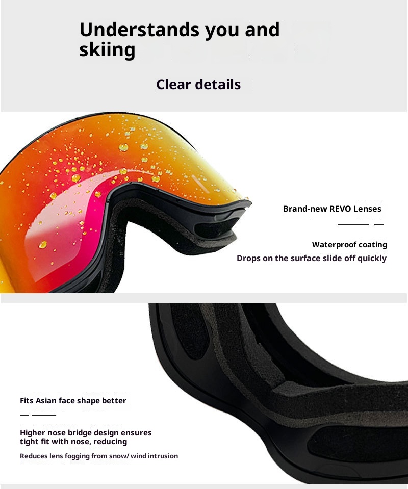 001 New Ski Winter Outdoor Sports Double Layer Anti-Fog Snowboard Goggles With Prescription Slot_voghion.com