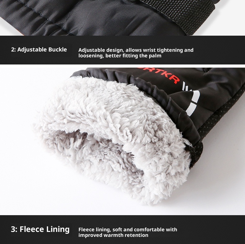 ActiveGo Winter New Men's Warm Outdoor Skiing Motorcycle Electric Bike Riding Gloves Fleece Lined Thickened_voghion.com