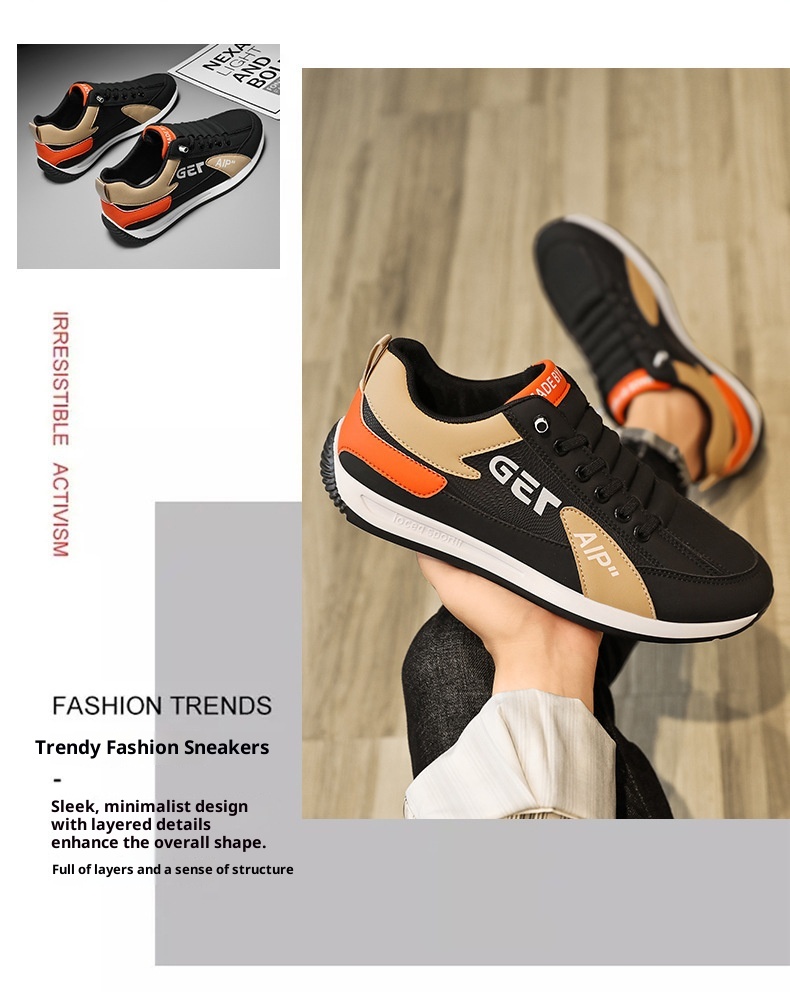 001 2025 New Men's Casual Agan Sports Sneakers Trendy Versatile White Lightweight Slip-On Running Shoes_voghion.com