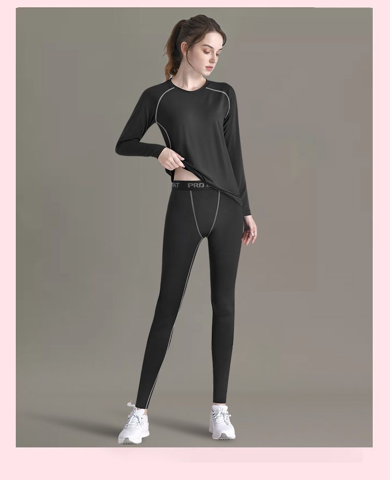 Completo da yoga da donna ad asciugatura rapida, per corsa, sport, autunno, aderente, a maniche lunghe, per attività all'aperto, escursionismo, jogging mattutino, palestra_voghion.com