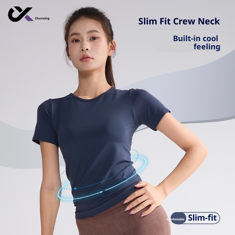 Short Sleeve Outdoor Quick-Dry T-Shirt Pilates Yoga Women Summer Top Sports Style Fitness Wear_voghion.com