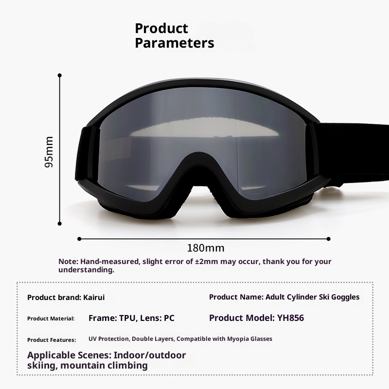 001 Cross-Border New Model Cylindrical Double-Layer Anti-Fog Ski Glasses Adult Myopia Windproof Snow Goggles Protective Gear_voghion.com