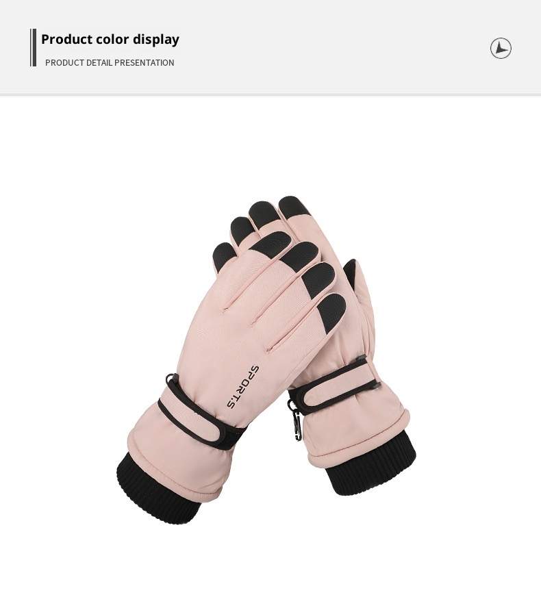 ActiveGo Women's Winter Outdoor Ski Fleece-Lined Touchscreen Warm Anti-Lost Buckle Non-Slip Gloves_voghion.com