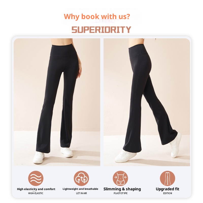 ActiveGo ActiveGo Juyitang Outdoor Sports Fitness Flared Waist Hip Lift Tummy Control High Elastic Slimming Yoga Wide Leg Pants For Women_voghion.com