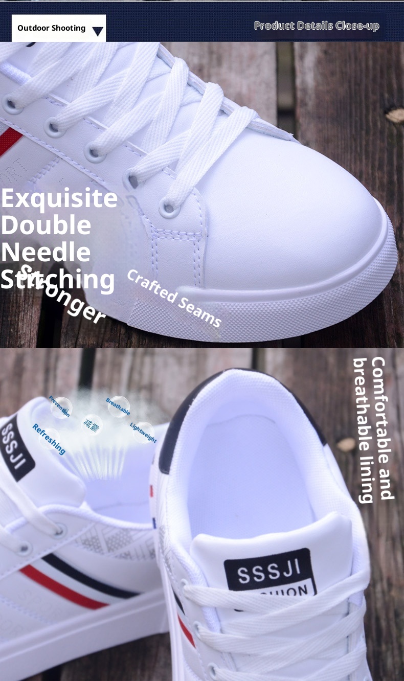 001 Summer 2024 New Korean Style Versatile White Student Flat Sneakers Men's Trendy Sports Casual Shoes_voghion.com
