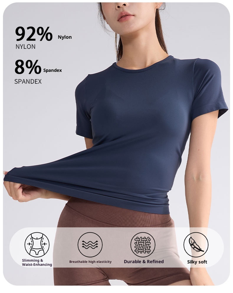 Short Sleeve Outdoor Quick-Dry T-Shirt Pilates Yoga Women Summer Top Sports Style Fitness Wear_voghion.com