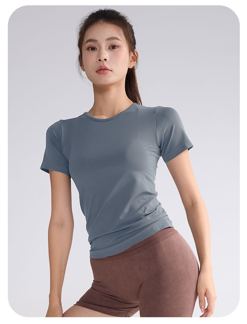Short Sleeve Outdoor Quick-Dry T-Shirt Pilates Yoga Women Summer Top Sports Style Fitness Wear_voghion.com