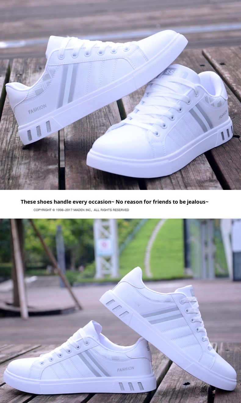 001 Summer 2024 New Korean Style Versatile White Student Flat Sneakers Men's Trendy Sports Casual Shoes_voghion.com