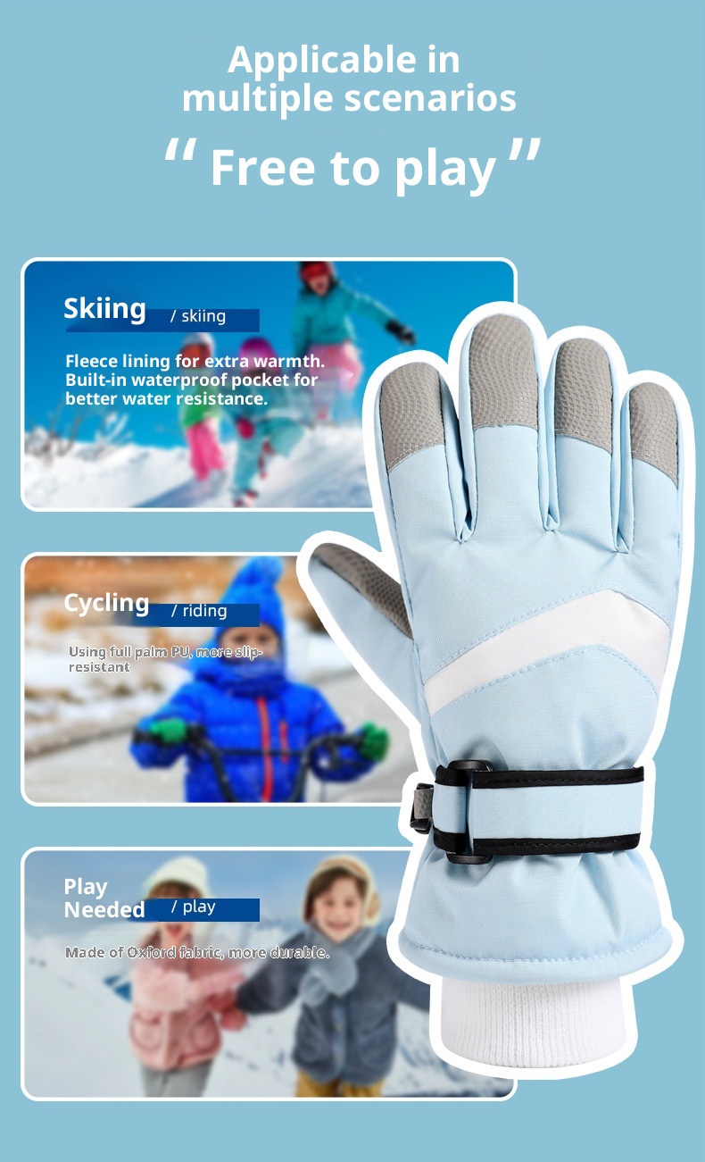 ActiveGo Children's Ski Gloves Factory Direct Wholesale Boys And Girls Full Sizes Winter Outdoor Skiing Snow Play Essentials Can_voghion.com