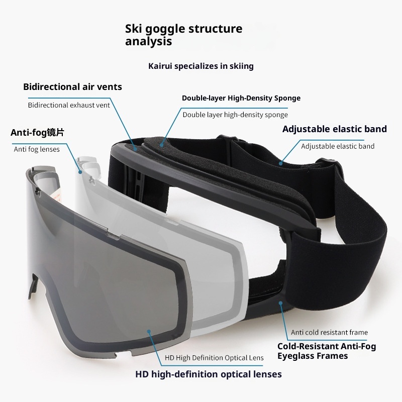 001 Cross-Border New Model Cylindrical Double-Layer Anti-Fog Ski Glasses Adult Myopia Windproof Snow Goggles Protective Gear_voghion.com