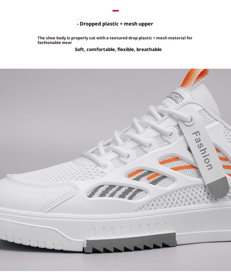 001 2025 Summer New Breathable Mesh Men's Versatile White Sneakers Student Sports Casual Board Trendy Shoes_voghion.com