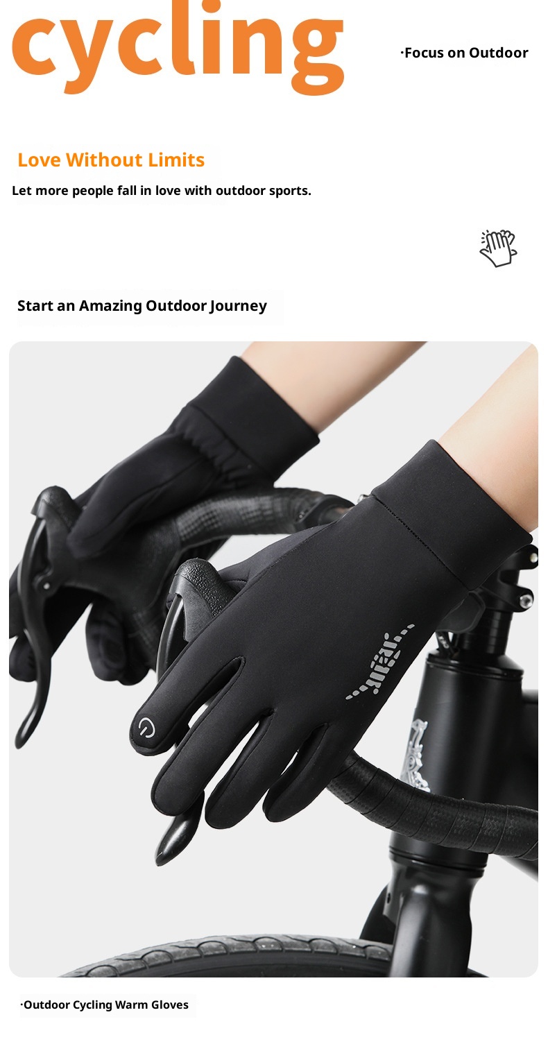 ActiveGo Autumn And Winter Cycling Men's Outdoor Running Sports Windproof Waterproof Plus Velvet Touch Screen Skiing Warm Gloves_voghion.com
