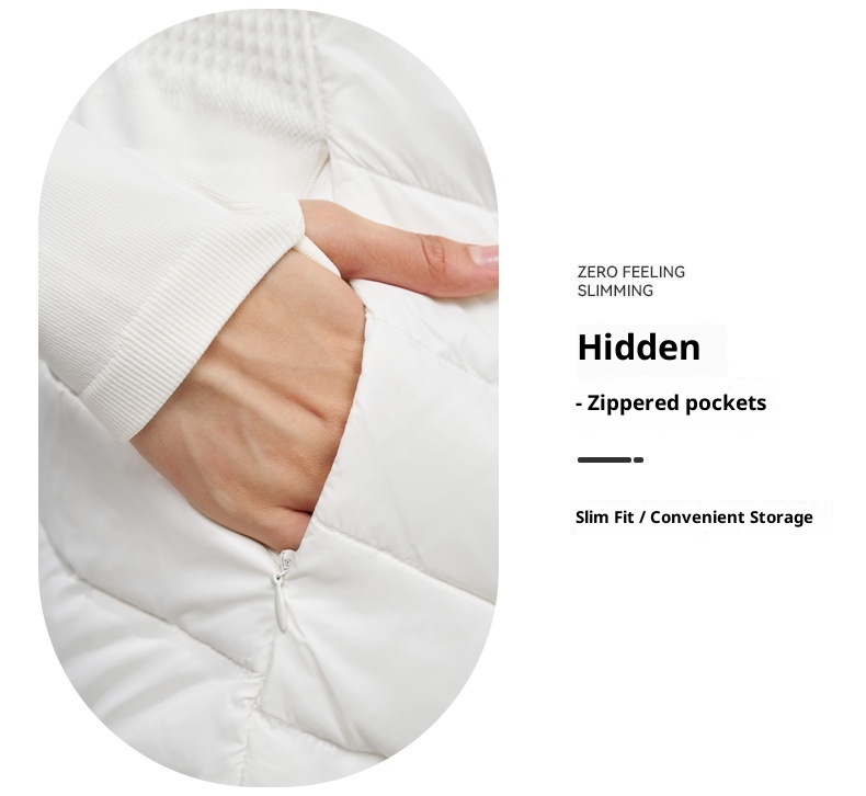 Giacca sportiva da donna in piumino d'anatra bianca, aderente, calda, a maniche lunghe, per yoga, corsa, all'aperto, autunno inverno_voghion.com