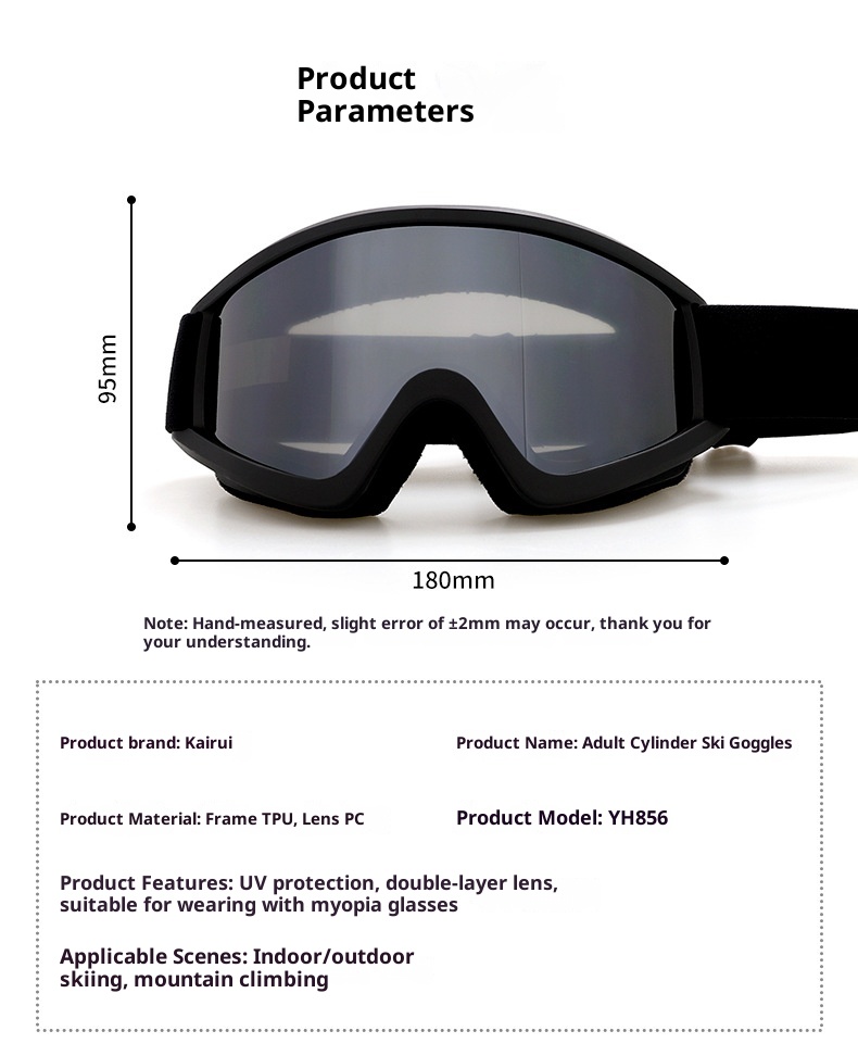 001 Cross-Border New Model Cylindrical Double-Layer Anti-Fog Ski Glasses Adult Myopia Windproof Snow Goggles Protective Gear_voghion.com