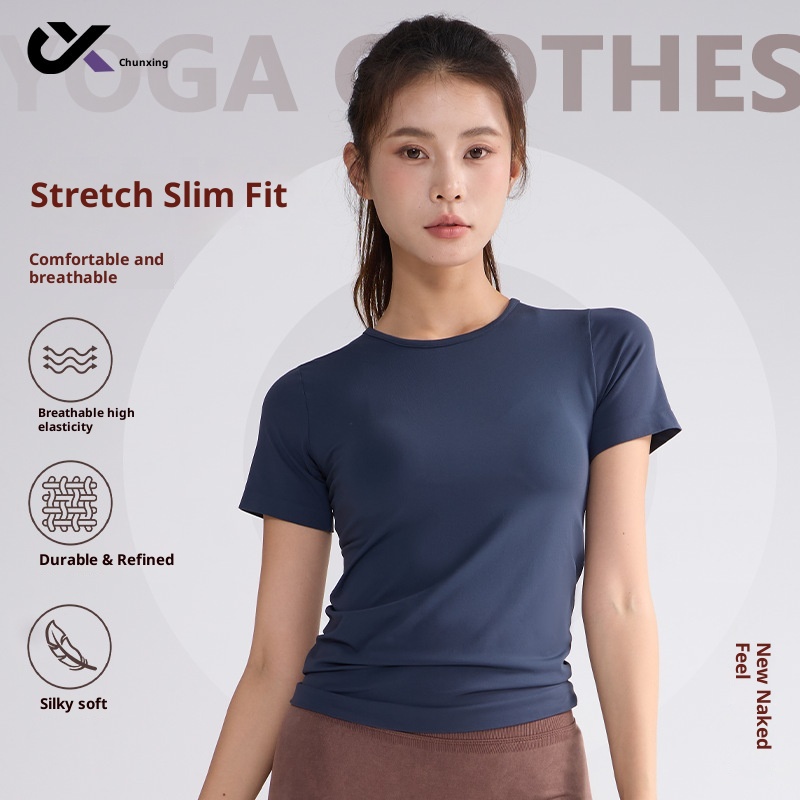 Short Sleeve Outdoor Quick-Dry T-Shirt Pilates Yoga Women Summer Top Sports Style Fitness Wear_voghion.com