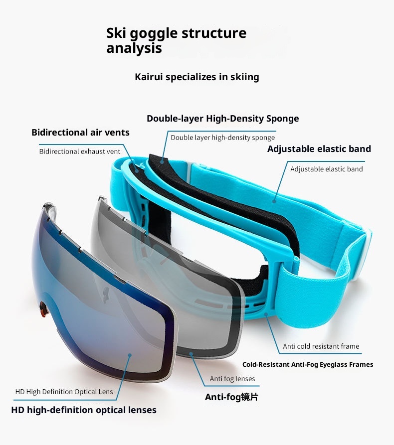 001 Manufacturer In-Stock Spherical Double-Layer Anti-Fog Ski Glasses Prescription Adult Snow Protective Goggles_voghion.com
