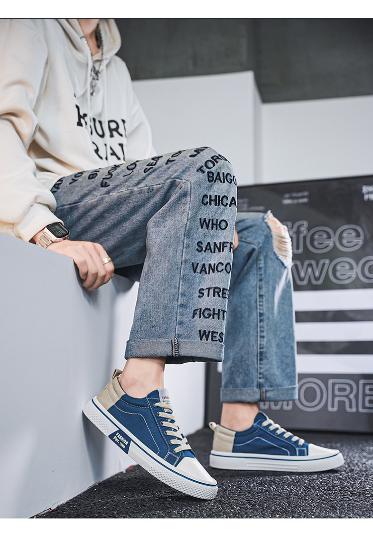 001 2024 Summer New Breathable Versatile Skate Men's Soft Sole Casual Sports Trendy Fashion Canvas Shoes_voghion.com