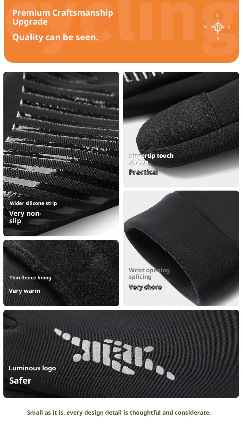 ActiveGo Autumn And Winter Cycling Men's Outdoor Running Sports Windproof Waterproof Plus Velvet Touch Screen Skiing Warm Gloves_voghion.com