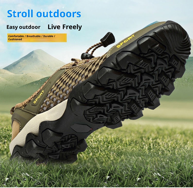 001 Water Summer New Trendy Breathable Mesh Soft Sole Men's Sports Casual Outdoor Hiking Shoes Men_voghion.com