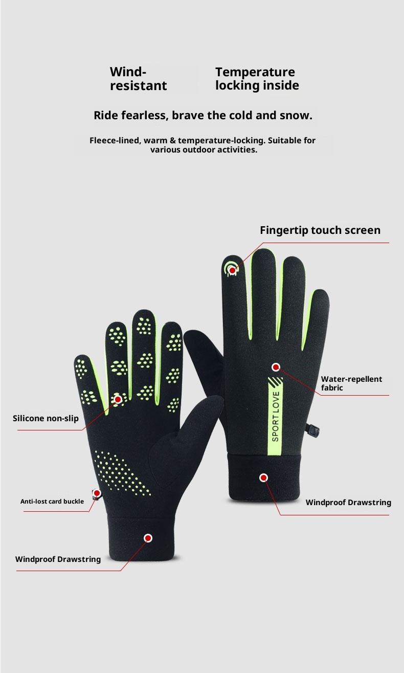 Guanti invernali ActiveGo da uomo per ciclismo, sport all'aria aperta, impermeabili, caldi, a dita intere, per sci, guida, touchscreen, in cotone_voghion.com