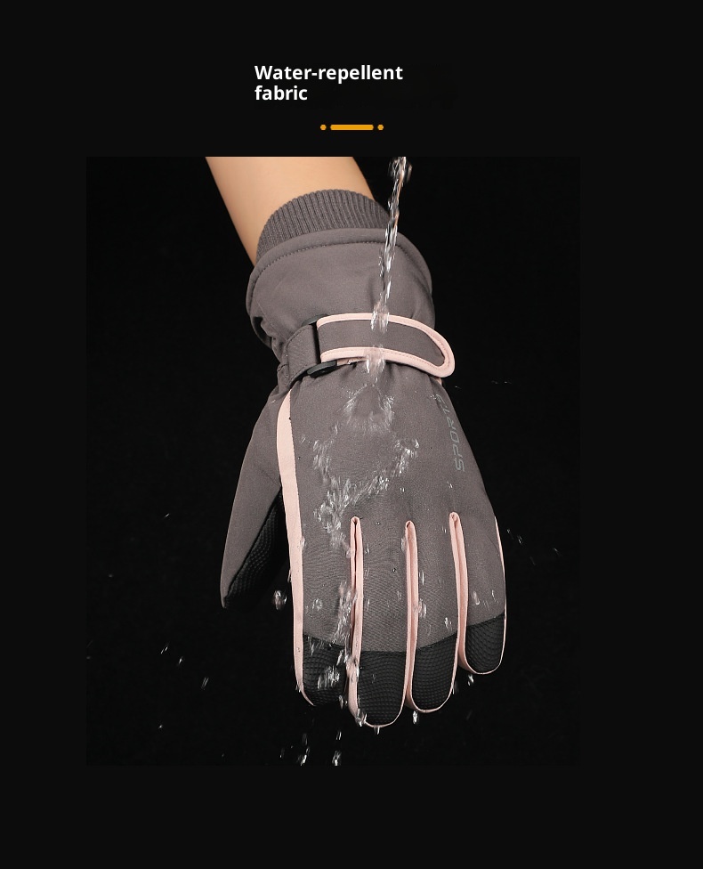 ActiveGo Women's Winter Outdoor Ski Fleece-Lined Touchscreen Warm Anti-Lost Buckle Non-Slip Gloves_voghion.com