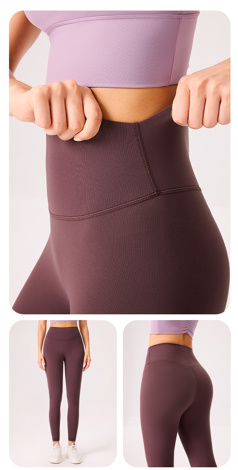 Nude Feel Yoga High Waist Wearable Without Embarrassing Lines Hip Lift Tummy Control Fitness Shark Pants Thin Leggings_voghion.com