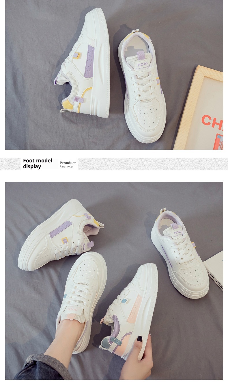001 Novo Tênis Feminino para Comércio Exterior, Versátil, Macio e Confortável, Sola Grossa, Primavera e Outono, Casual de Alta Qualidade_voghion.com