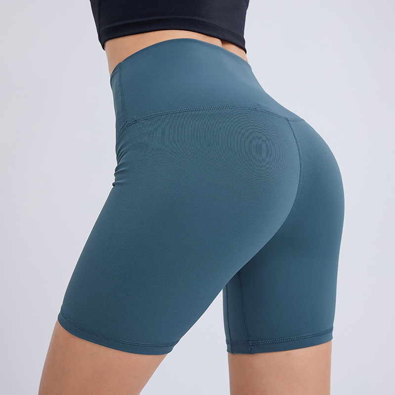 Short de sport basique d'été, uni, moulant et élastique, idéal pour la course, le fitness et le yoga en extérieur._voghion.com