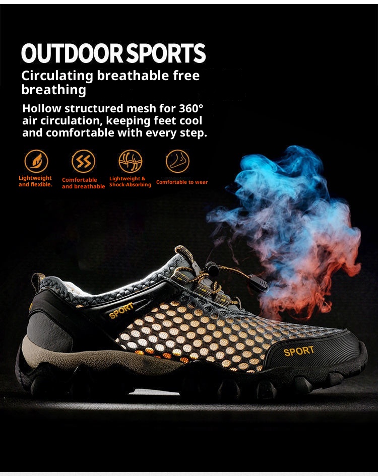 001 Water Summer New Trendy Breathable Mesh Soft Sole Men's Sports Casual Outdoor Hiking Shoes Men_voghion.com