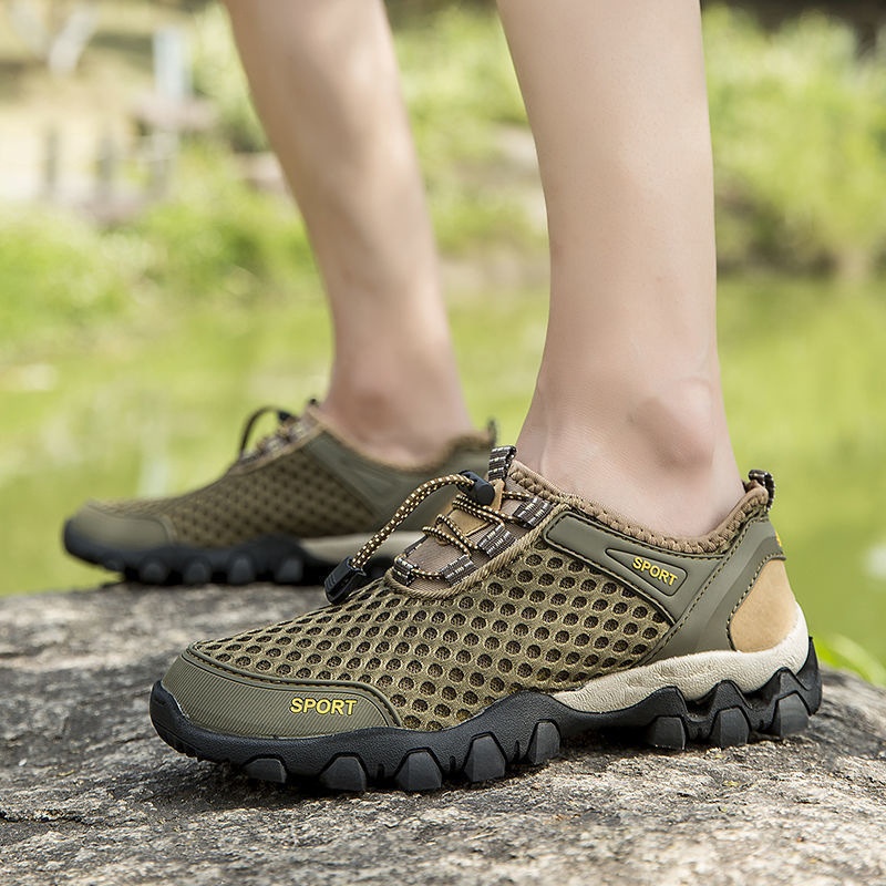 001 Water Summer New Trendy Breathable Mesh Soft Sole Men's Sports Casual Outdoor Hiking Shoes Men_voghion.com