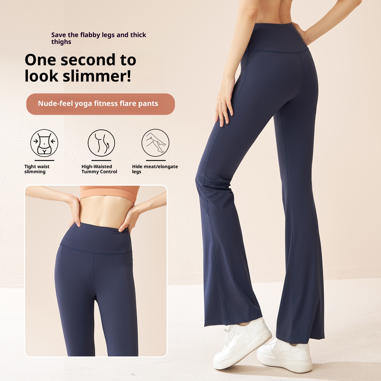 ActiveGo ActiveGo Juyitang Outdoor Sports Fitness Flared Waist Hip Lift Tummy Control High Elastic Slimming Yoga Wide Leg Pants For Women_voghion.com