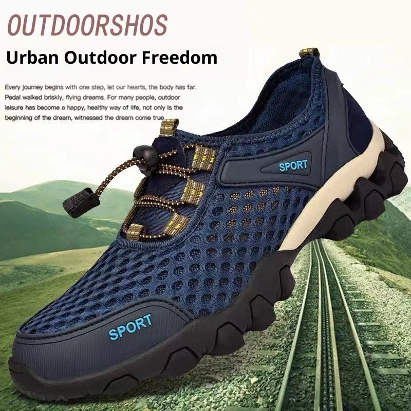 001 Water Summer New Trendy Breathable Mesh Soft Sole Men's Sports Casual Outdoor Hiking Shoes Men_voghion.com