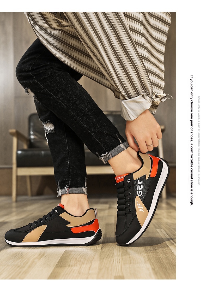 001 2025 New Men's Casual Agan Sports Sneakers Trendy Versatile White Lightweight Slip-On Running Shoes_voghion.com