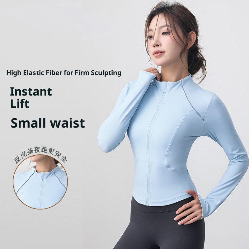 Long Sleeve Yoga Women Tight-fitting Autumn And Winter Sports Coat Riding Outdoor Fitness Wear Running Training Clothes_voghion.com
