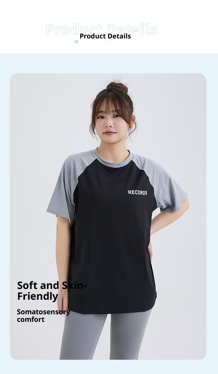 Lockeres Plus Size Fat MM Cov-Up Sporttop für Damen, schnelltrocknend, kurzärmelig, atmungsaktiv, Lauf-, Fitness- und Yoga-T-Shirt_voghion.com