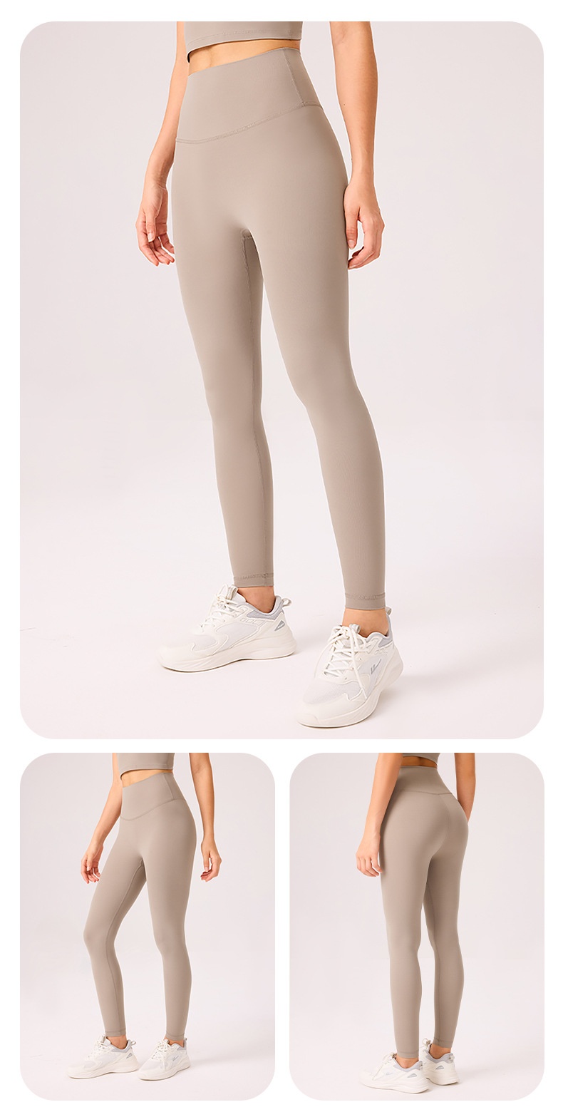 Nude Feel Yoga High Waist Wearable Without Embarrassing Lines Hip Lift Tummy Control Fitness Shark Pants Thin Leggings_voghion.com