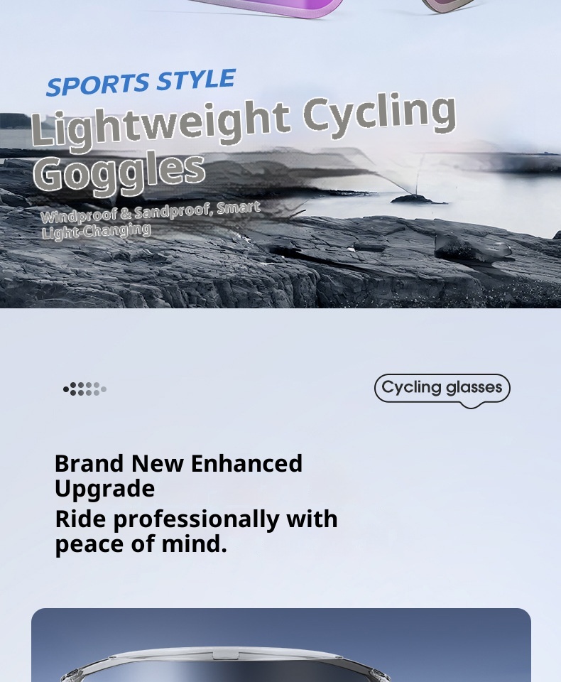 Lunettes de cyclisme intelligentes à changement de couleur 001 pour hommes et femmes, protection UV, lunettes de vélo, de course à pied et de ski en extérieur, résistantes à la poussière_voghion.com