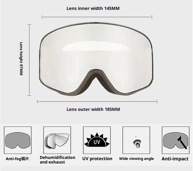 001 New Ski Winter Outdoor Sports Double Layer Anti-Fog Snowboard Goggles With Prescription Slot_voghion.com