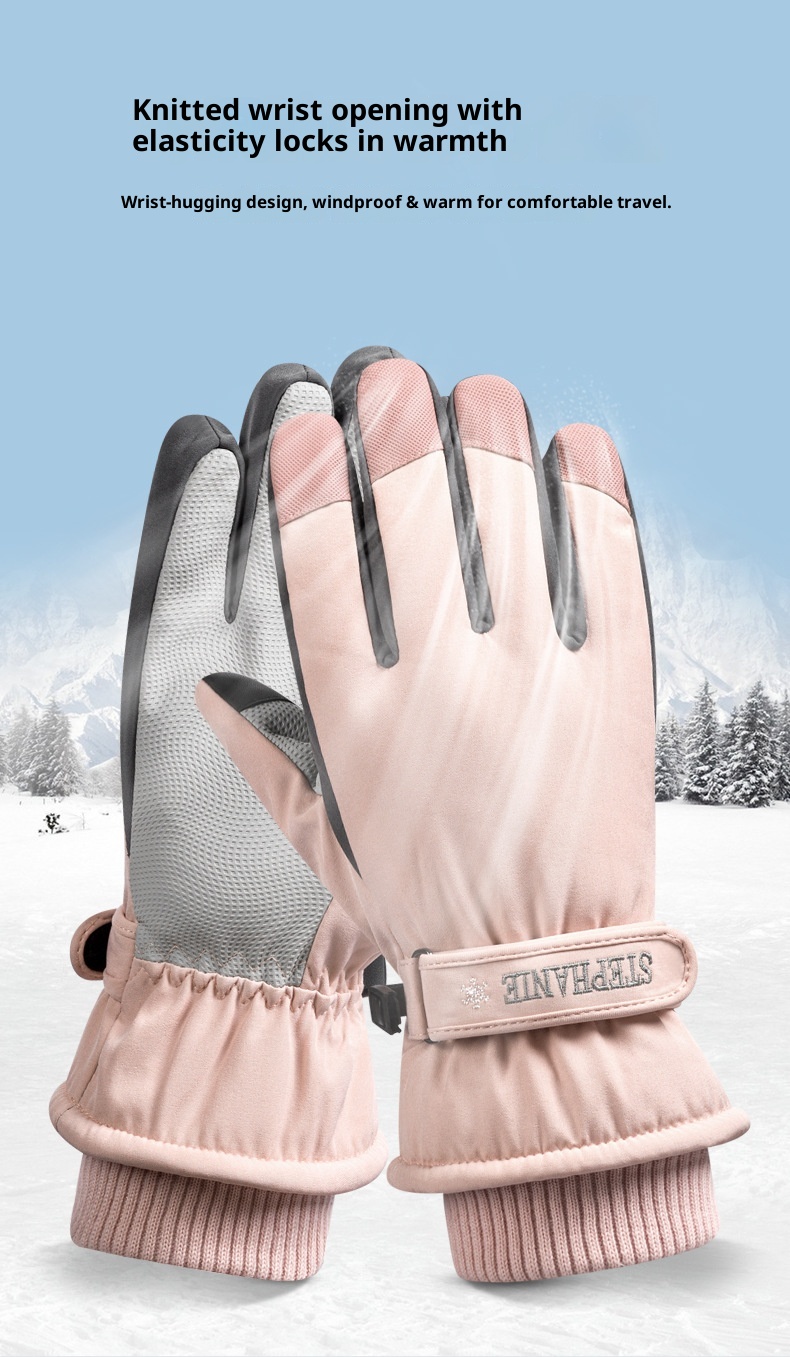 ActiveGo Skihandschuhe für Damen und Herren, Winterfleece-gefüttert, warm, für Outdoor-Aktivitäten wie Reiten und Bergsteigen, verdickt, wasserdicht_voghion.com