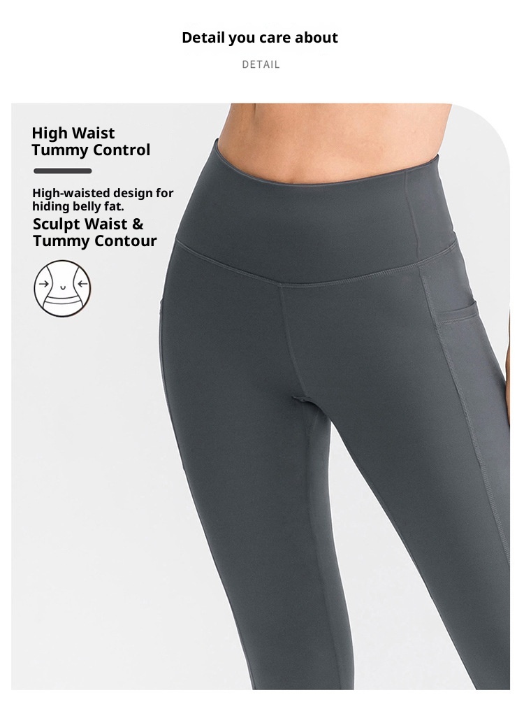 New Double-Sided Brocade Bare Sensation Yoga For Women With Pockets, High Waist, Tummy Control, Hip Lift, Sports Fitness_voghion.com