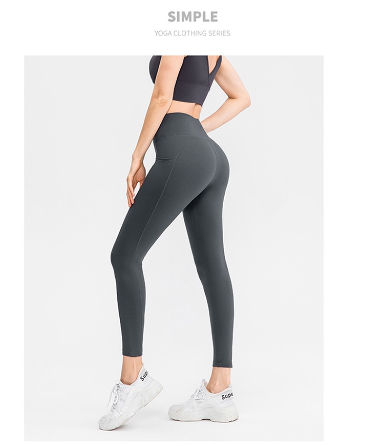 New Double-Sided Brocade Bare Sensation Yoga For Women With Pockets, High Waist, Tummy Control, Hip Lift, Sports Fitness_voghion.com