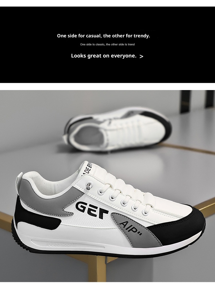 001 2025 New Men's Casual Agan Sports Sneakers Trendy Versatile White Lightweight Slip-On Running Shoes_voghion.com