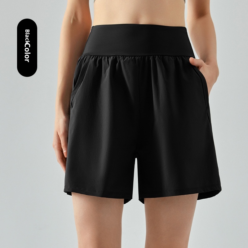 ActiveGo ActiveGo Summer Straight-Leg Sports For Women, Five-Point Outdoor Running Loose Breathable High-Waist Tummy Control Side Pocket_voghion.com