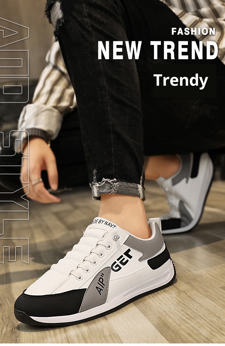 001 2025 New Men's Casual Agan Sports Sneakers Trendy Versatile White Lightweight Slip-On Running Shoes_voghion.com
