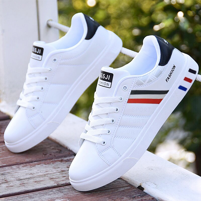 001 Summer 2024 New Korean Style Versatile White Student Flat Sneakers Men's Trendy Sports Casual Shoes_voghion.com