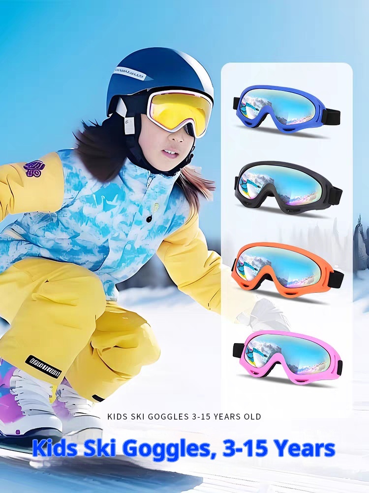 001 Children's Boys And Girls Double Layer Anti-Fog Winter Snow Blind Ski Goggles Factory Direct Sales Wholesale_voghion.com