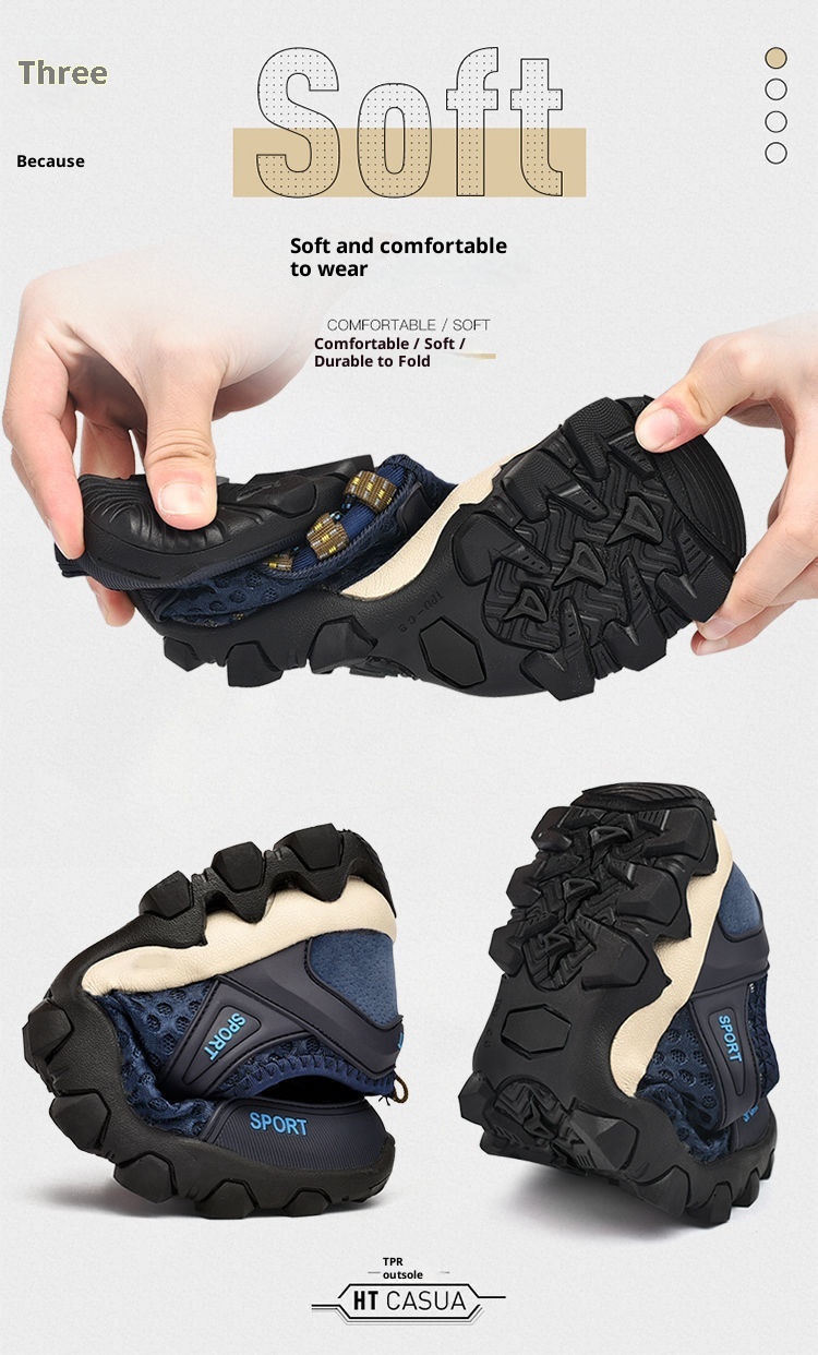 001 Water Summer New Trendy Breathable Mesh Soft Sole Men's Sports Casual Outdoor Hiking Shoes Men_voghion.com