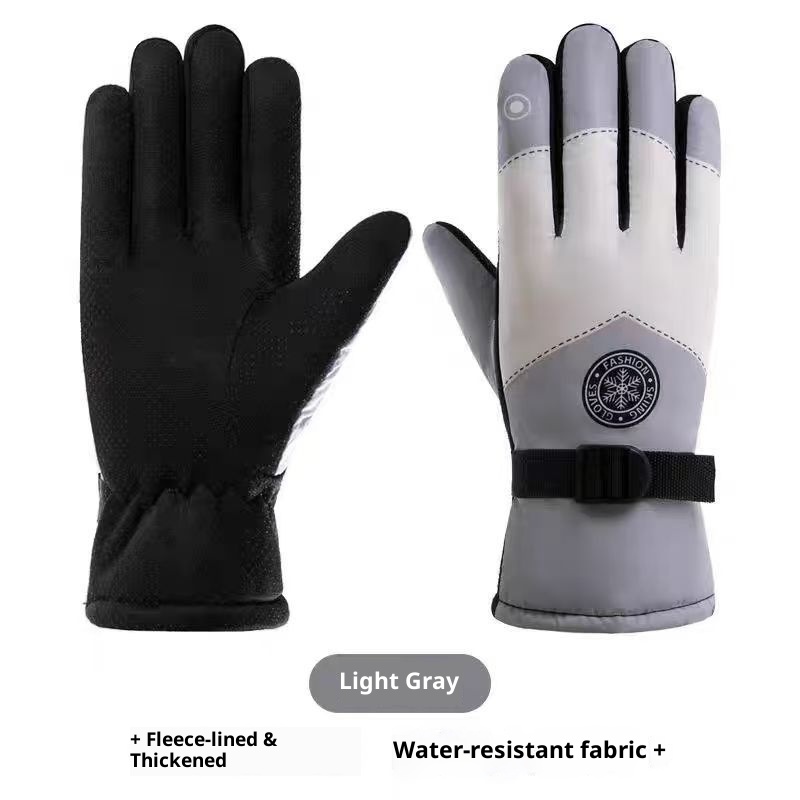 001 Outdoor Sports Warm Winter Fleece-Lined Ski Thickened Waterproof Cycling Windproof Cold-Proof Gloves Wholesale_voghion.com